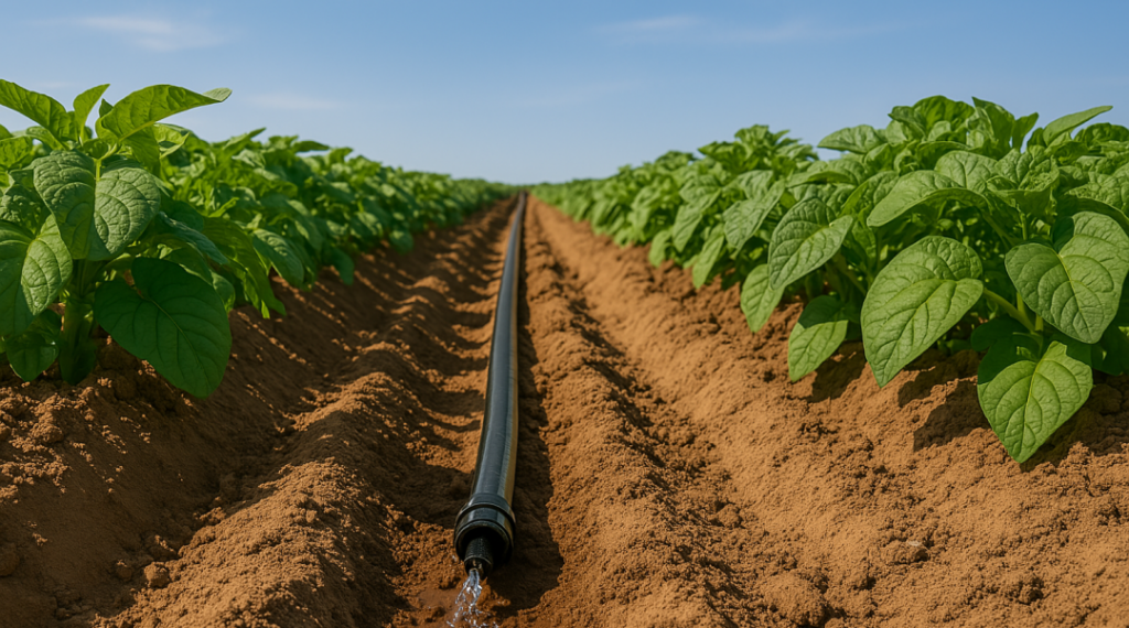 tropfleitung-zwischen-kartoffelreihen-auf-feld